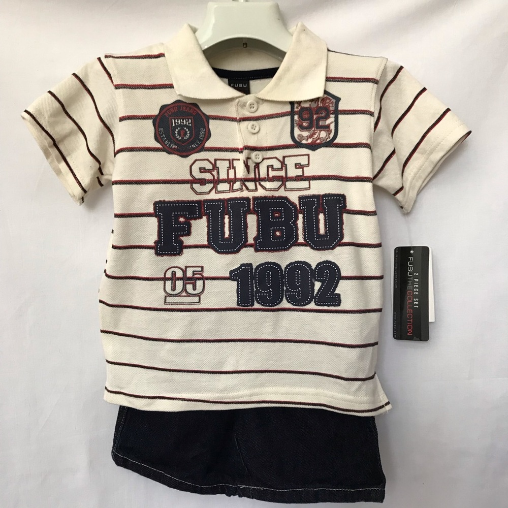 🦋 FUBU 2 Piece Set Polo and Shorts